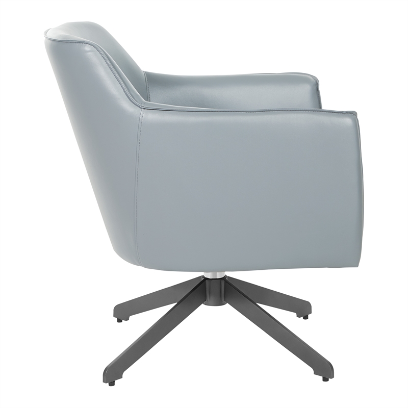 Scranton & Co Swivel Guest Chair in Charcoal Gray Faux Leather Black Base