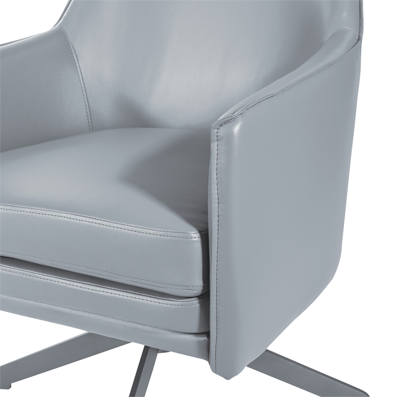 Scranton & Co Swivel Guest Chair in Charcoal Gray Faux Leather Black Base