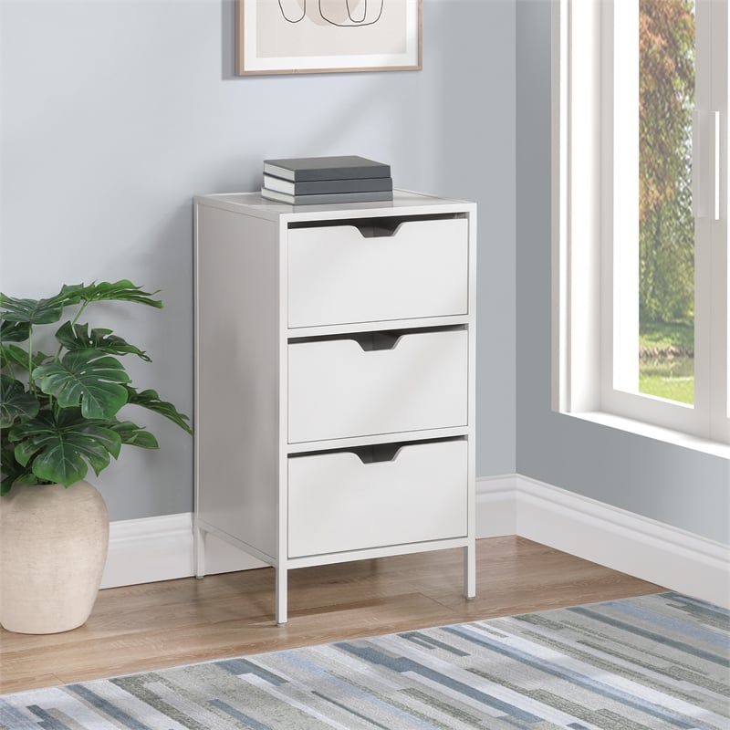 Scranton & Co 3-Drawer Accent Storage Cabinet in White Engineered Wood