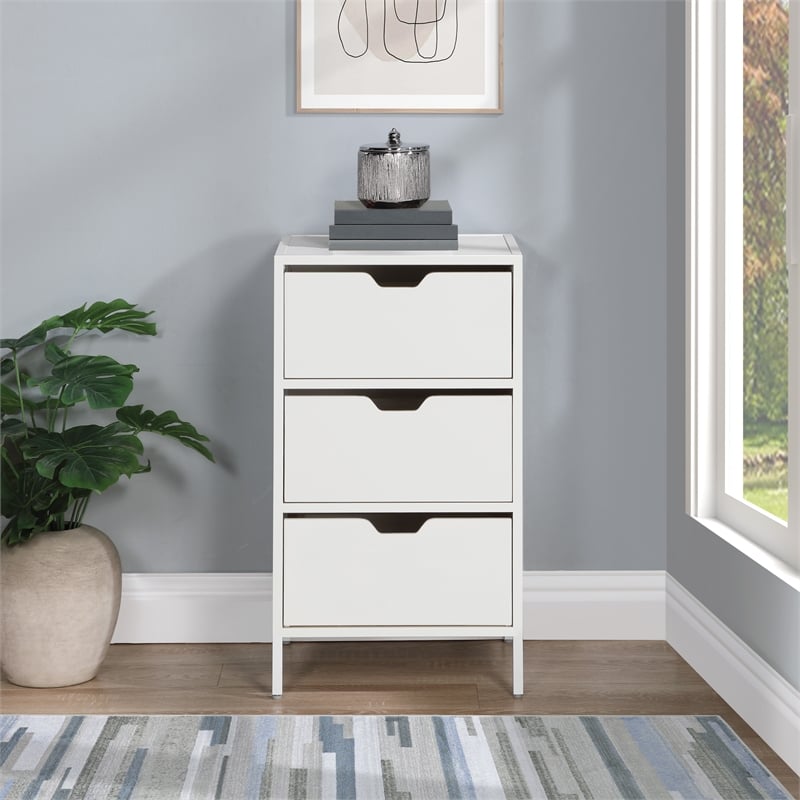 Scranton & Co 3-Drawer Accent Storage Cabinet in White Engineered Wood