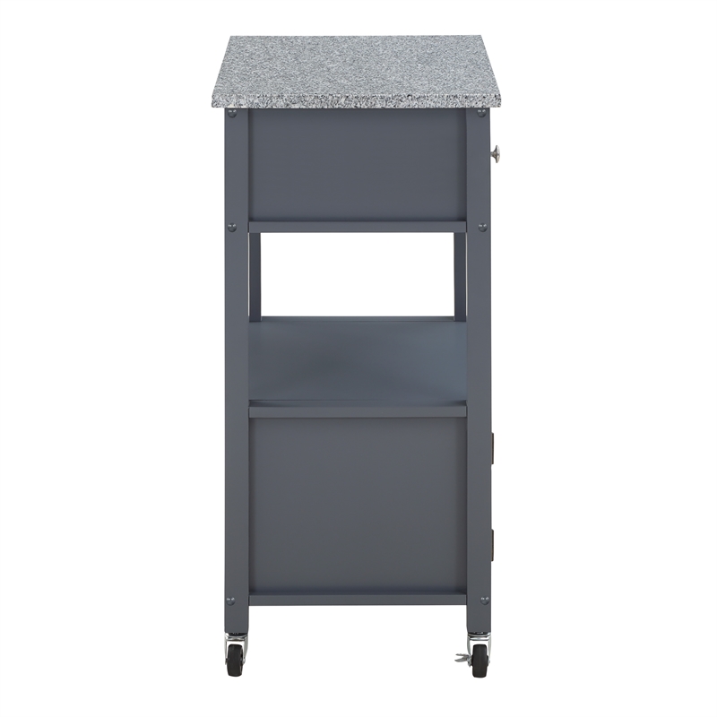 Scranton & Co Farmhouse Kitchen Cart with Granite Top in Gray Base