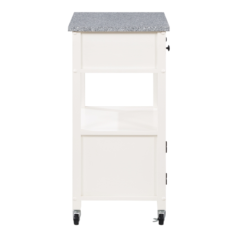 Scranton & Co Farmhouse Kitchen Cart with Granite Top in White Base
