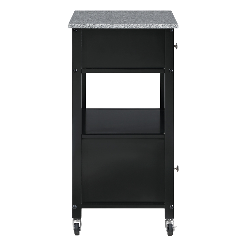 Scranton & Co Farmhouse Kitchen Cart with Granite Top in Black Base