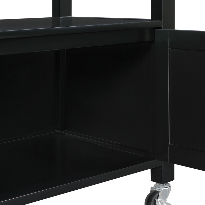 Scranton & Co Farmhouse Kitchen Cart with Granite Top in Black Base