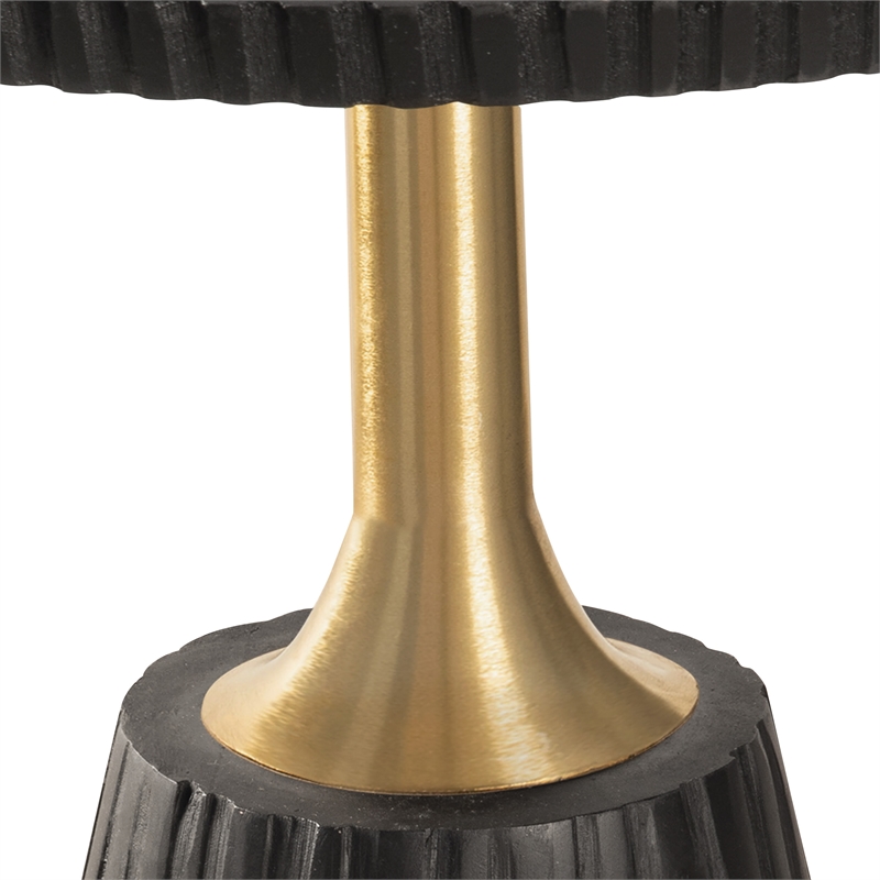 Scranton & Co Modern Accent Side Table in Black Wood with Metal Base 2 Pack