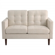 Scranton & Co Mid-Century 2-Cushion Loveseat in Cream Fabric