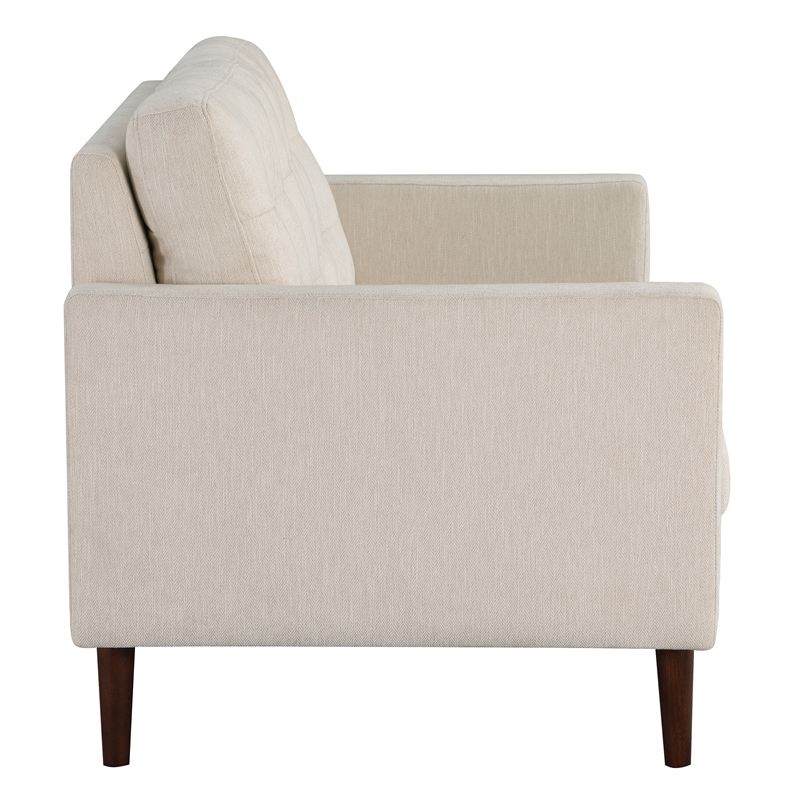 Scranton & Co Mid-Century 2-Cushion Loveseat in Cream Fabric