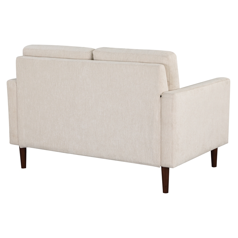 Scranton & Co Mid-Century 2-Cushion Loveseat in Cream Fabric
