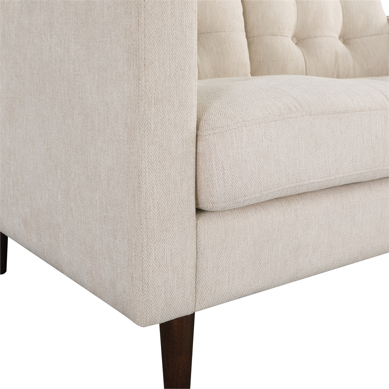 Scranton & Co Mid-Century 2-Cushion Loveseat in Cream Fabric