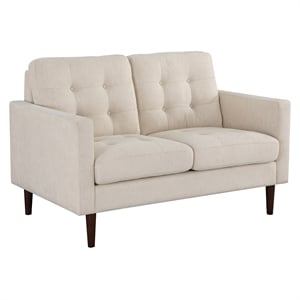 Scranton & Co Mid-Century 2-Cushion Loveseat in Cream Fabric