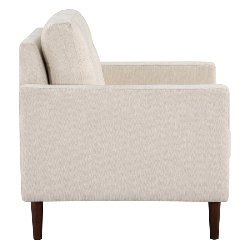 Scranton & Co Mid-Century Arm Chair in Cream Fabric with Tapered Legs