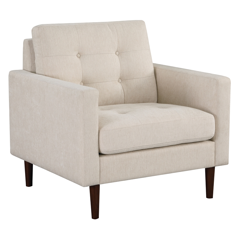 Scranton & Co Mid-Century Arm Chair in Cream Fabric with Tapered Legs