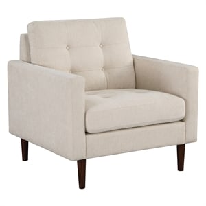Scranton & Co Mid-Century Arm Chair in Cream Fabric with Tapered Legs