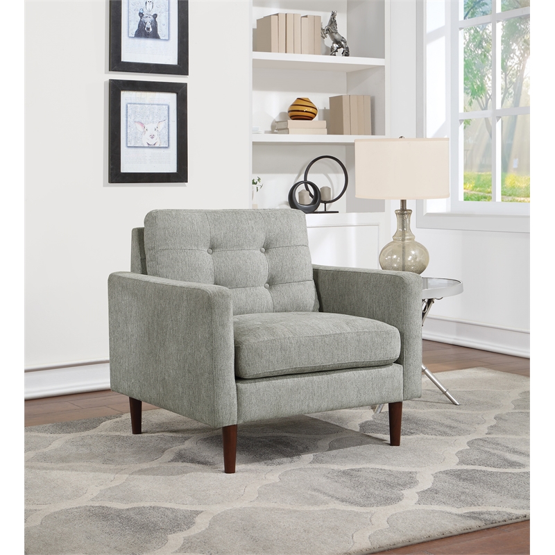 Scranton & Co Mid-Century Arm Chair in Smoke Gray Fabric Tapered Legs