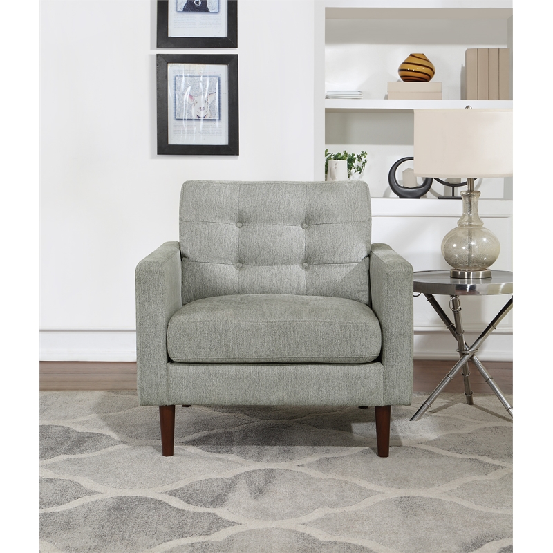 Scranton & Co Mid-Century Arm Chair in Smoke Gray Fabric Tapered Legs