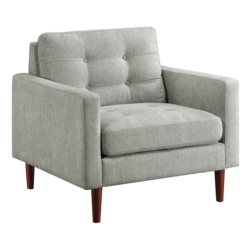 Scranton & Co Mid-Century Arm Chair in Smoke Gray Fabric Tapered Legs