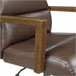 Scranton & Co Chocolate Faux Leather Office Chair with Dark Wood Arms