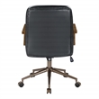 Scranton & Co Black Faux Leather Office Chair with Dark Wood Arms