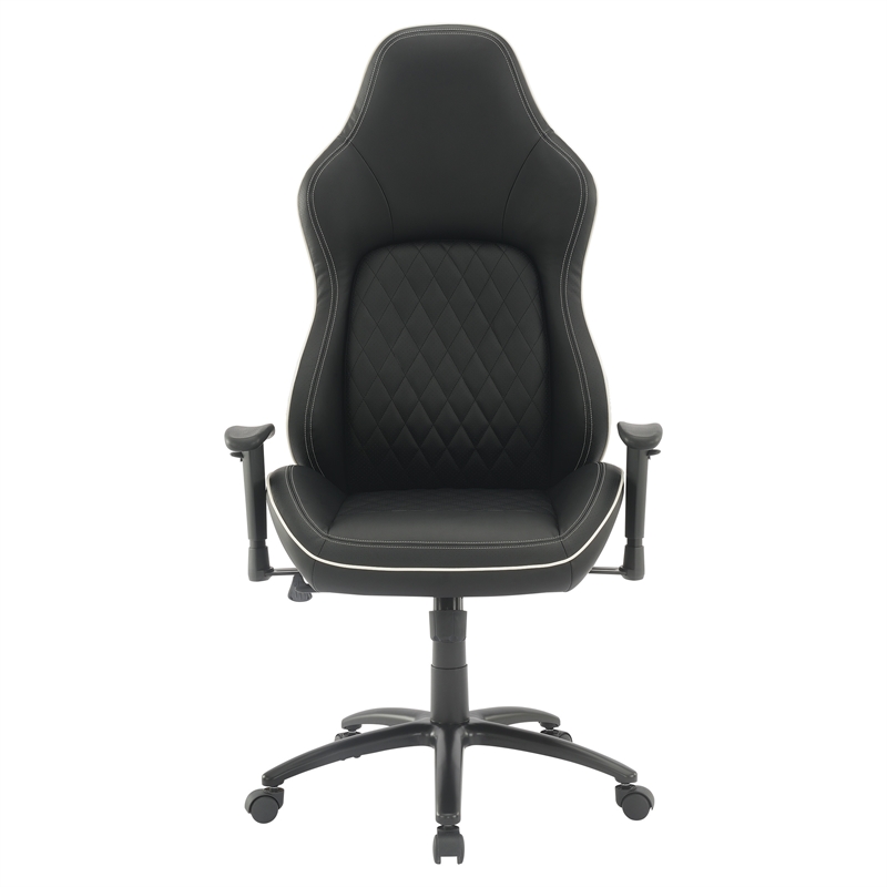 Scranton & Co Gaming Chair in Black Bonded Leather with White Accents