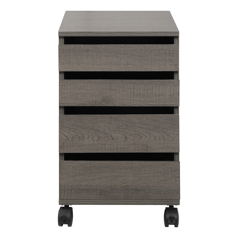 Scranton & Co 4-Drawer Mobile Storage Cart in Farm Oak Engineered Wood