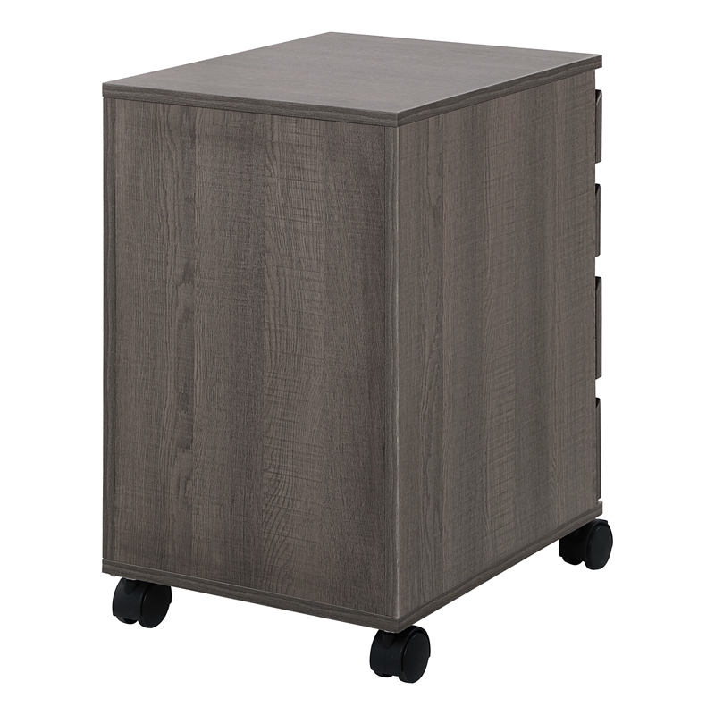 Scranton & Co 4-Drawer Mobile Storage Cart in Farm Oak Engineered Wood