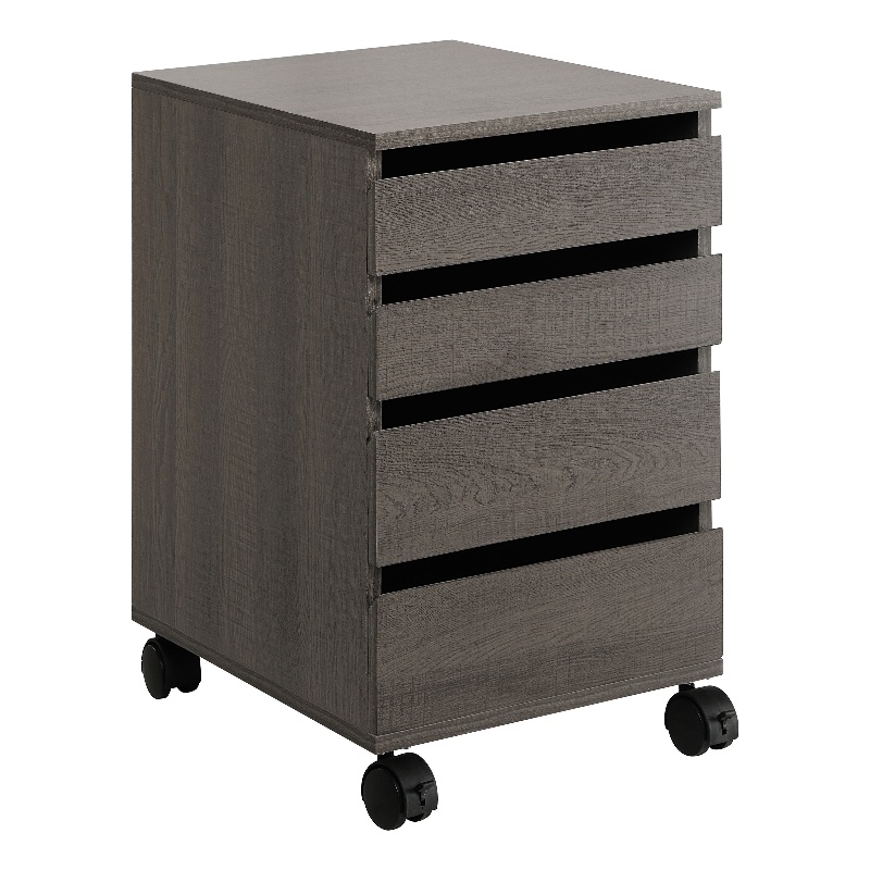 Scranton & Co 4-Drawer Mobile Storage Cart in Farm Oak Engineered Wood