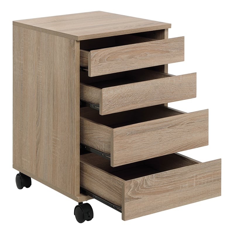 Scranton & Co 4-Drawer Mobile Storage Cart in River Oak Engineered Wood