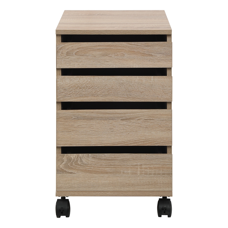 Scranton & Co 4-Drawer Mobile Storage Cart in River Oak Engineered Wood