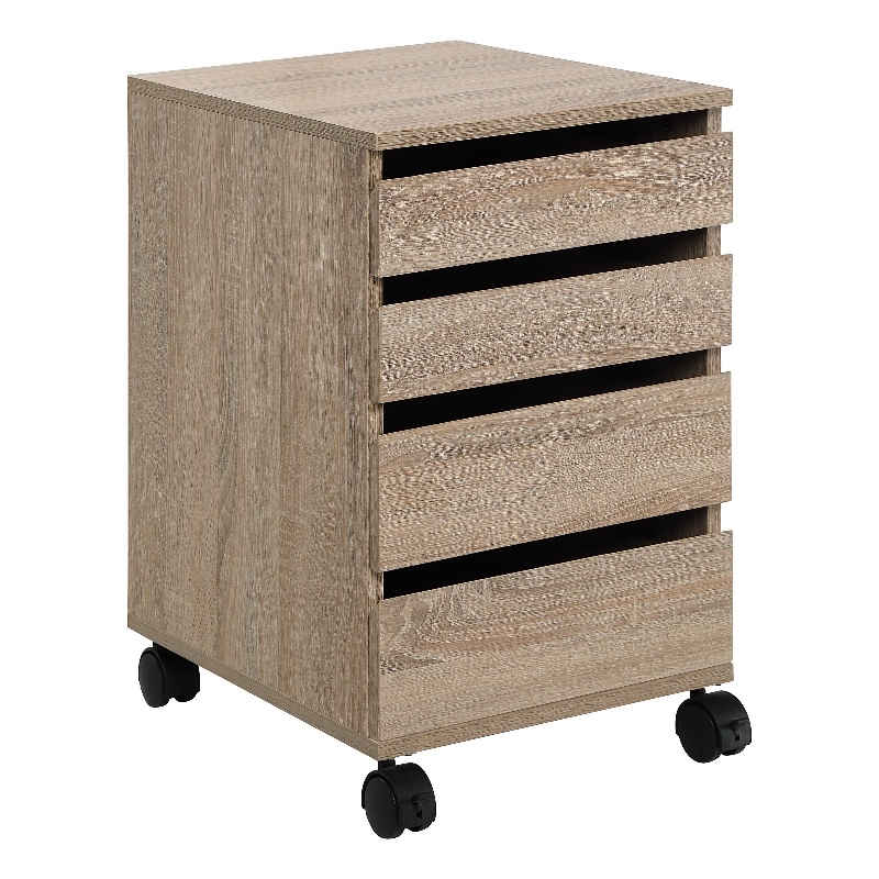 Scranton & Co 4-Drawer Mobile Storage Cart in River Oak Engineered Wood