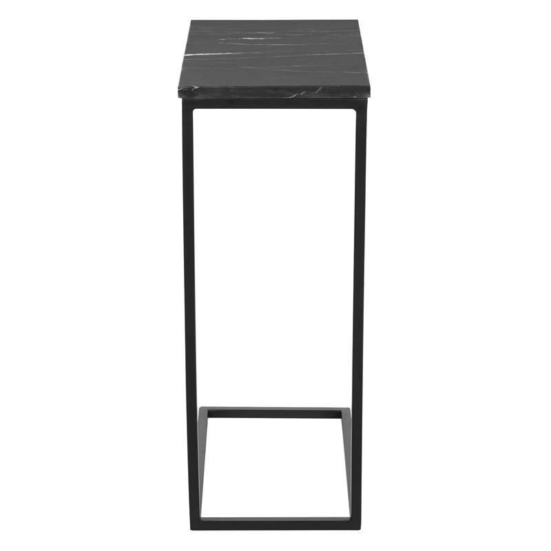 Scranton & Co Solid Black Marble C-Table Set of 2 with Metal Base