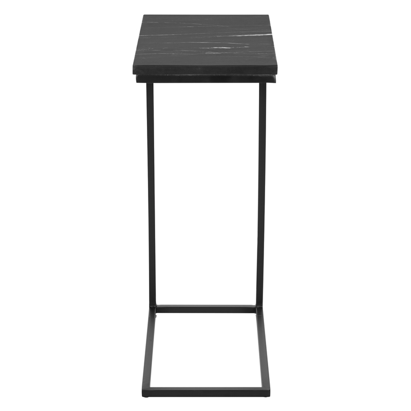 Scranton & Co Solid Black Marble C-Table Set of 2 with Metal Base