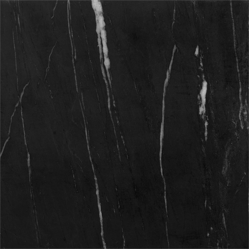 Scranton & Co Solid Black Marble C-Table Set of 2 with Metal Base