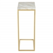 Scranton & Co Solid White Marble C-Table Set of 2 Gold Tone Metal Base