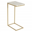 Scranton & Co Solid White Marble C-Table Set of 2 Gold Tone Metal Base