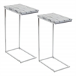 Scranton & Co Solid Gray Marble C-Table Set of 2 Chrome Metal Base