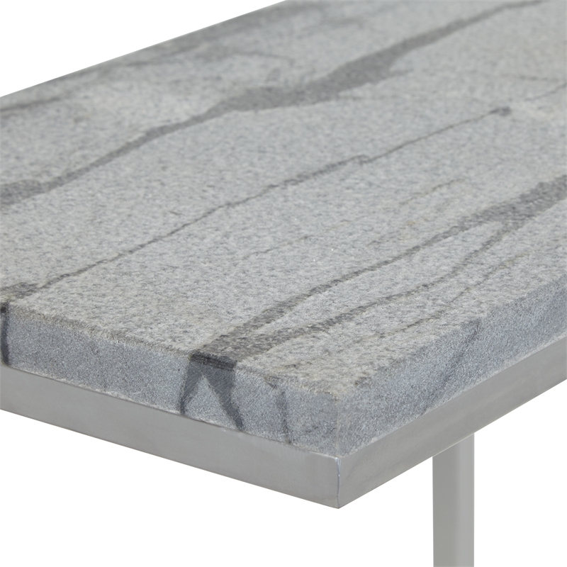 Scranton & Co Solid Gray Marble C-Table Set of 2 Chrome Metal Base