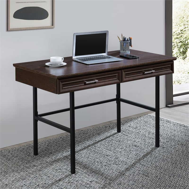 Scranton & Co Writing Desk with Lockdowel Assembly in Espresso Engineered Wood