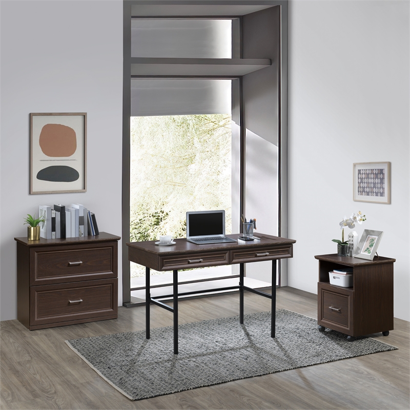 Scranton & Co Writing Desk with Lockdowel Assembly in Espresso Engineered Wood