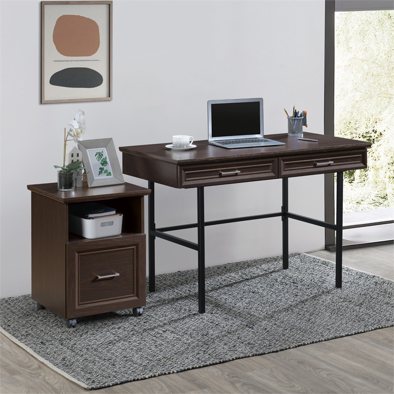 Scranton & Co Rolling File Cart with Lockdowel Assembly in Espresso Wood