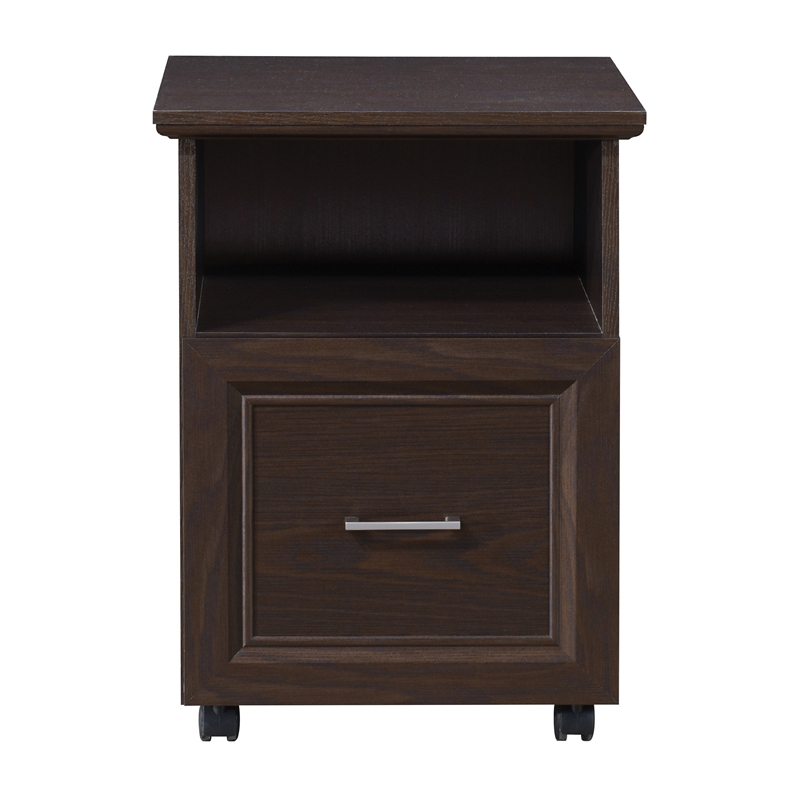 Scranton & Co Rolling File Cart with Lockdowel Assembly in Espresso Wood