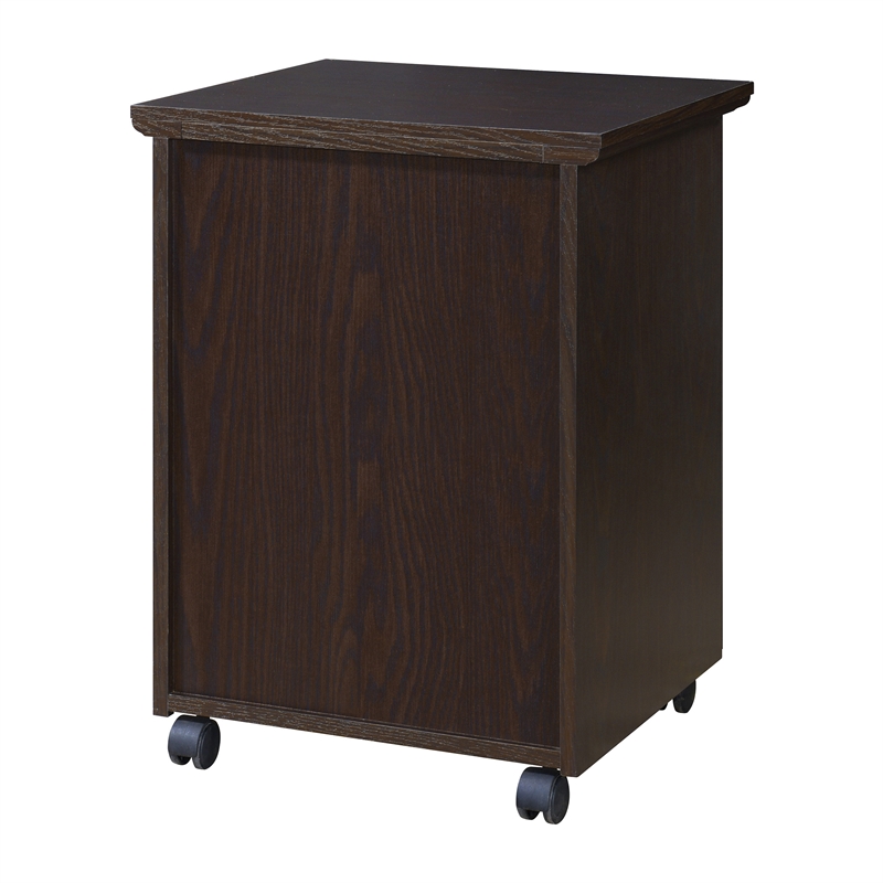 Scranton & Co Rolling File Cart with Lockdowel Assembly in Espresso Wood