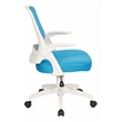 Scranton & Co Blue Mesh Office Chair with White Frame and Flip Arms