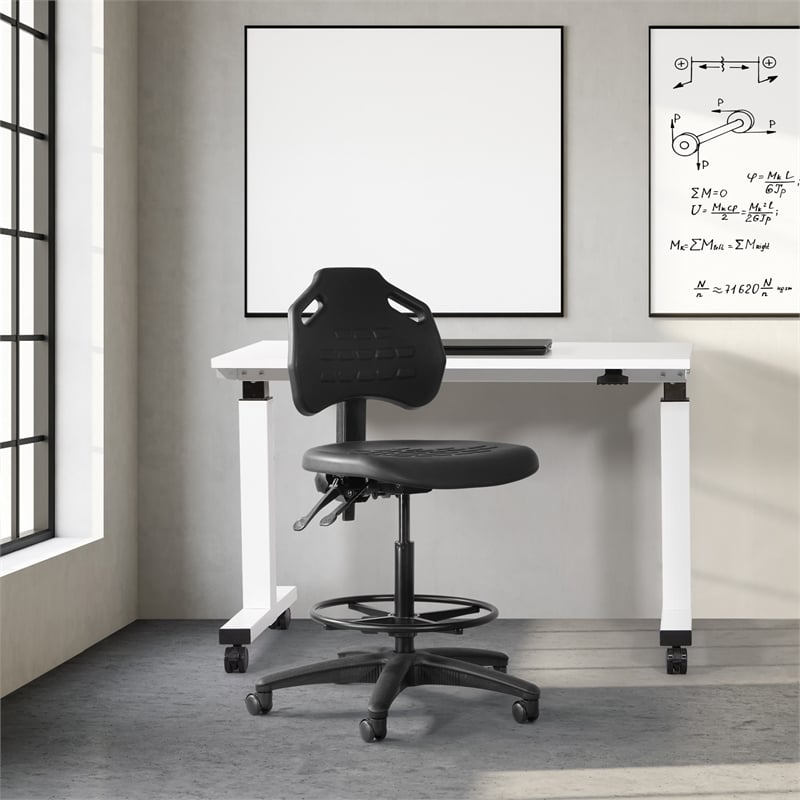 Scranton & Co Black Urethane Drafting Chair with Adjustable Footrest
