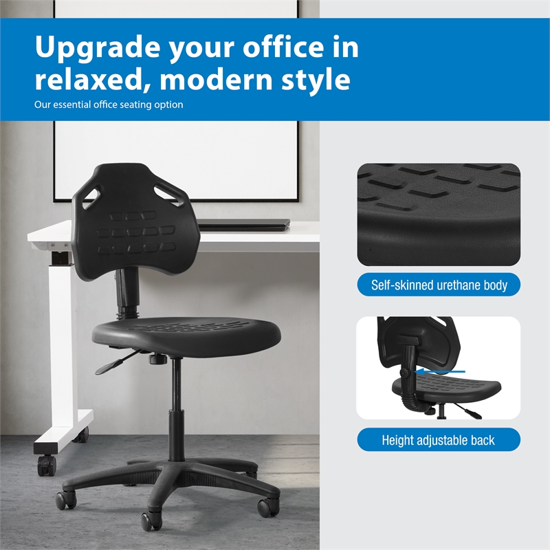 Scranton & Co Black Urethane Armless Task Chair with GREENGUARD Certification