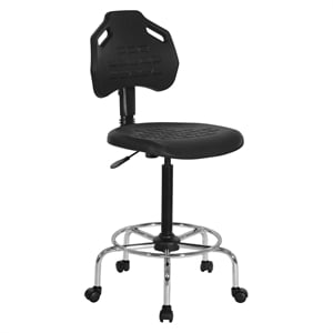 Scranton & Co Black Urethane Intermediate Drafting Chair with Chrome Base