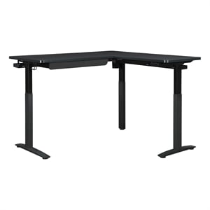 Scranton & Co L-Shape Electric Lift Gaming Desk in Steel Gray Carbon Fiber