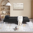 Scranton & Co Convertible Sofa Futon in Black Faux Leather Chrome Legs