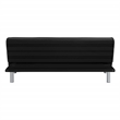 Scranton & Co Convertible Sofa Futon in Black Faux Leather Chrome Legs
