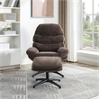 Scranton & Co Swivel Lounge Chair and Footrest in Brown Fabric Black Base