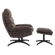 Scranton & Co Swivel Lounge Chair and Footrest in Brown Fabric Black Base